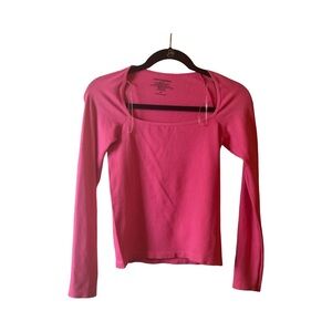 Hot pink ribbed seamless top